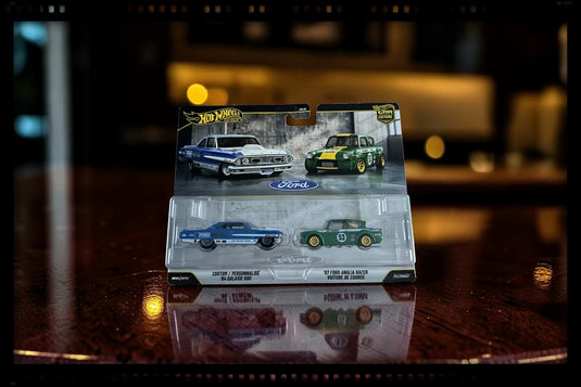 FORD GALAXY 500 CUSTOM 1964 & FORD ANGLIA RACER 1967 HOT WHEELS 1:64