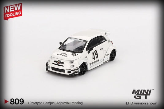 Fiat 595 ABARTH LB-WORKS X ABAS WORKS GARA WHITE 2024 (LHD) MINI GT 1:64
