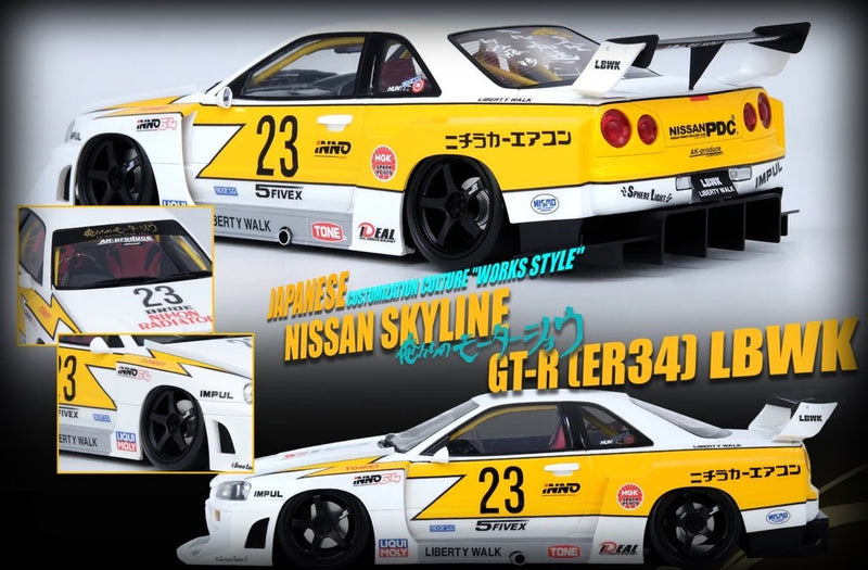 Load image into Gallery viewer, Nissan Skyline Liberty Walk ER34 Super Silhouette #23 INNO18 Models 1:18
