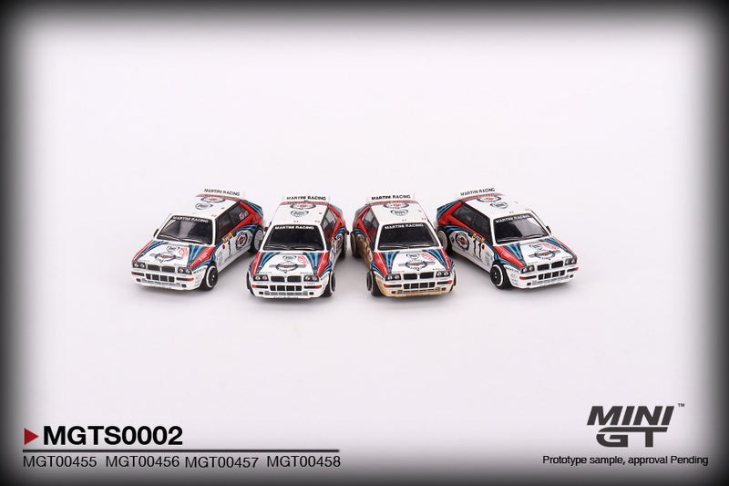 Load image into Gallery viewer, Lancia Delta HF Integrale Evoluzione Rally Monte Carlo 1992 Martini Racing set of 4 MINI GT 1:64
