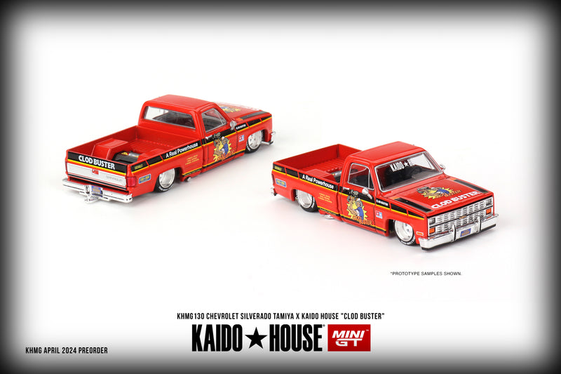Load image into Gallery viewer, Chevrolet SILVERADO TAMIYA X KAIDO HOUSE CLOD BUSTER 1980 MINI GT 1:64
