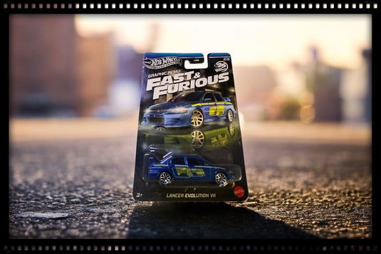 Mitsubishi LANCER Evolution VII Blauw HOT WHEELS 1:64