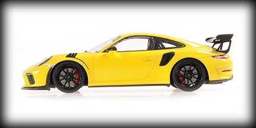 Laad de afbeelding in de Gallery-viewer, Porsche 911 GT3RS (991.2) – 2019 – GEEL MET ZWARTE VELGEN MINICHAMPS 1:18
