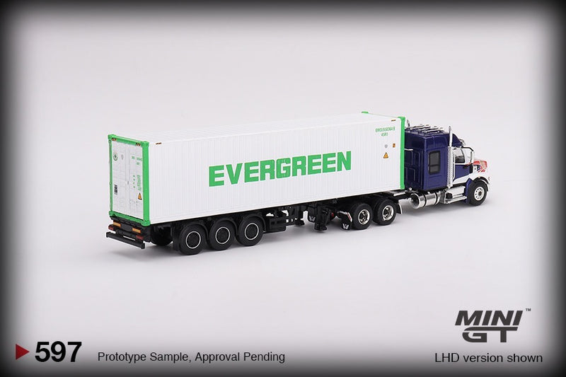 Load image into Gallery viewer, Western Star 49X with 40ft Reefer Container EVERGREEN (LHD) MINI GT 1:64
