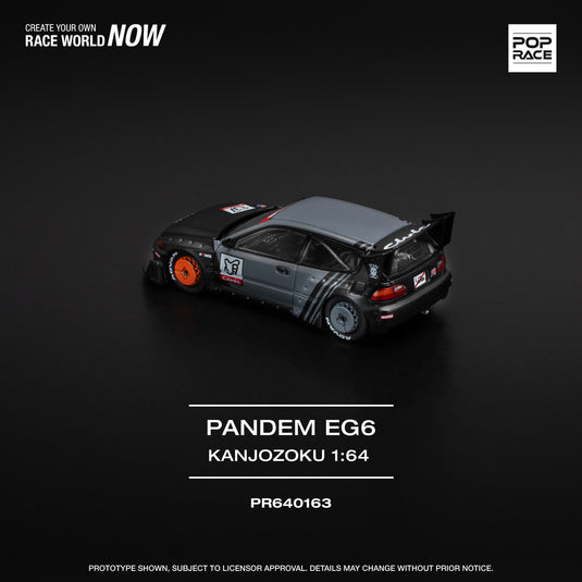 Honda Pandem Civic EG6 *Kanjozoku* Noir/Gris/Rouge POP RACE 1:64
