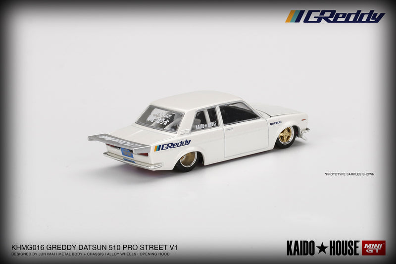 Load image into Gallery viewer, Datsun 510 PRO STREET GREDDY Kaido House MINI GT 1:64
