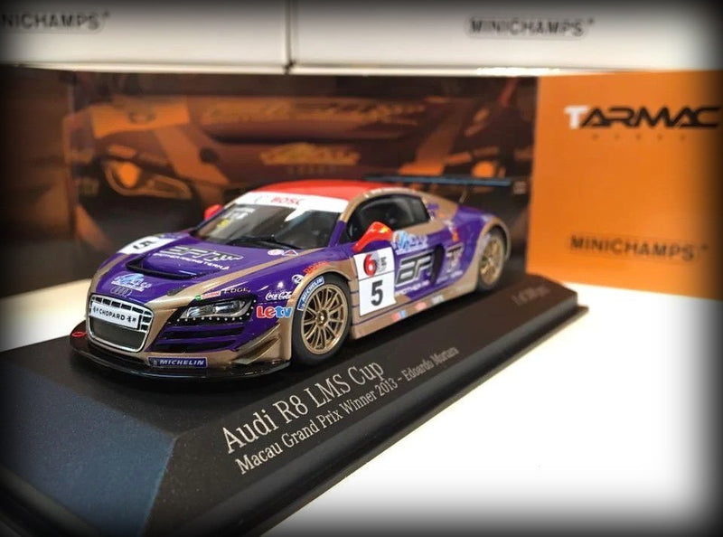 Laad de afbeelding in de Gallery-viewer, Audi R8 2013 LMS Cup Nr.5 Edoardo Mortara winner Macau Grand Prix TARMAC WORKS 1:43
