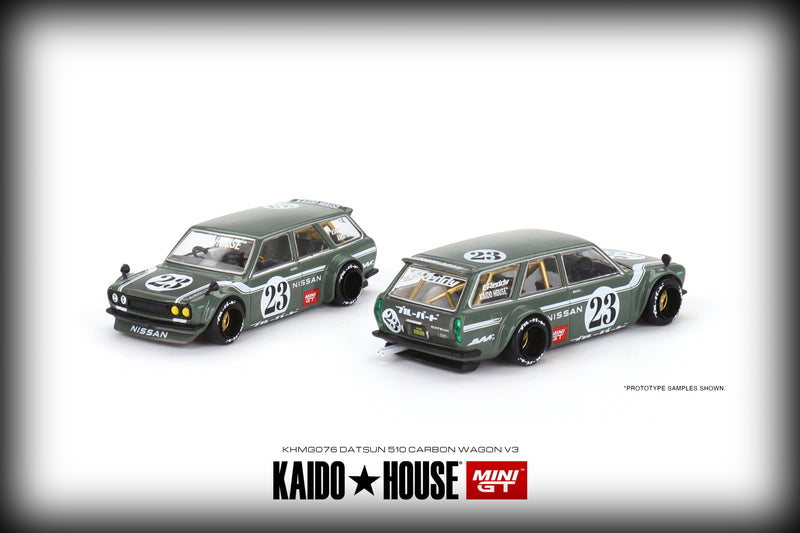 Chargez l&#39;image dans la visionneuse de la galerie, Kaido House Datsun Kaido Wagon 510 Fibre de carbone V3 MINI GT 1:64

