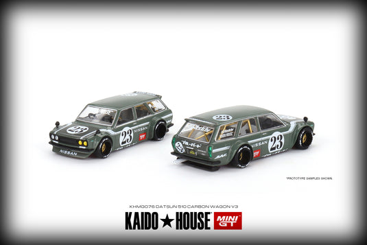Kaido House Datsun Kaido Wagon 510 Fibre de carbone V3 MINI GT 1:64