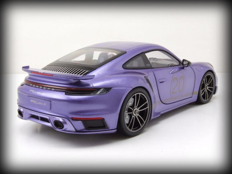 Chargez l&#39;image dans la visionneuse de la galerie, Porsche 911 (992) Turbo S coupé Sport Design 2021 Violet MINICHAMPS 1:18
