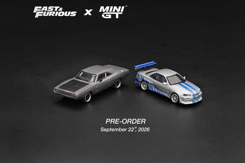 Load image into Gallery viewer, NISSAN SKYLINE GT-R (R34) C- WEST - 2 FAST 2 FURIOUS - BRIAN O'CONNER 2003 ‼️ONLY BLISTER PACK‼️ MINI GT 1:64
