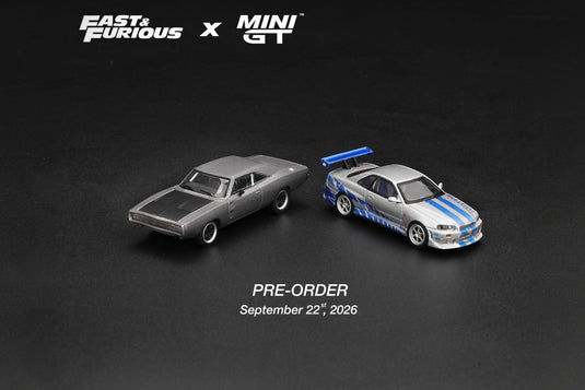 NISSAN SKYLINE GT-R (R34) C- WEST - 2 FAST 2 FURIOUS - BRIAN O'CONNER 2003 ‼️ONLY BLISTER PACK‼️ MINI GT 1:64
