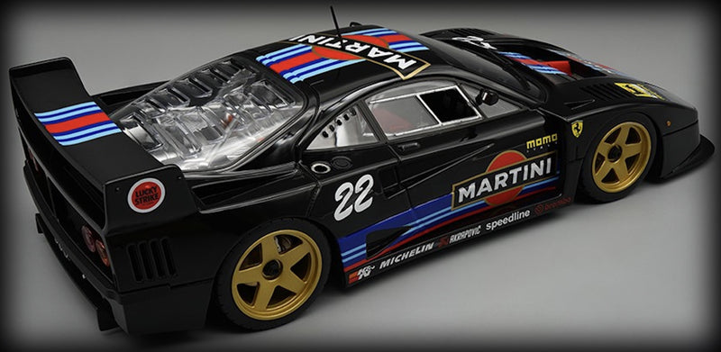 Chargez l&#39;image dans la visionneuse de la galerie, Ferrari F40 LM 1996 Black &quot;Martini&quot; Version with gold rims TECNOMODEL 1:18
