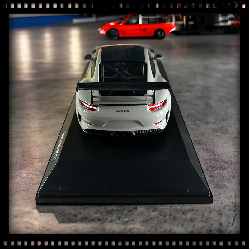 Load image into Gallery viewer, Porsche 911 GT3RS (991.2) – 2019 – CHALK W/ WEISSACH PACKAGE W/ GOLDEN MAGNESIUM WHEELS MINICHAMPS 1:18
