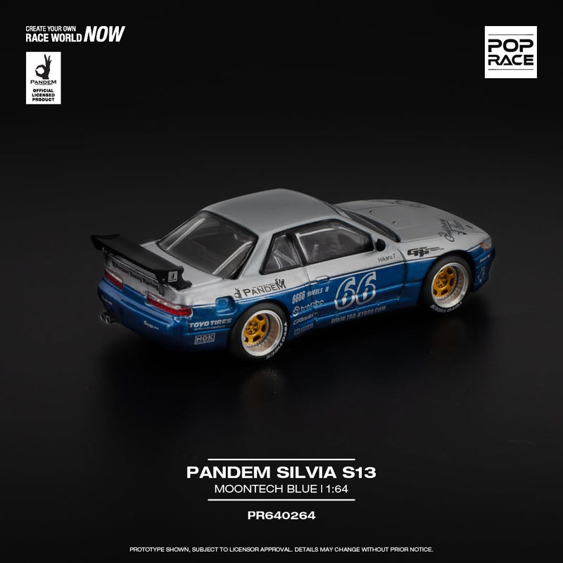 Chargez l'image dans la visionneuse de la galerie, NISSAN PANDEM SILVIA S13 BLEU/BLANC POP RACE 1:64
