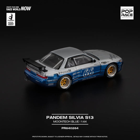 NISSAN PANDEM SILVIA S13 BLEU/BLANC POP RACE 1:64
