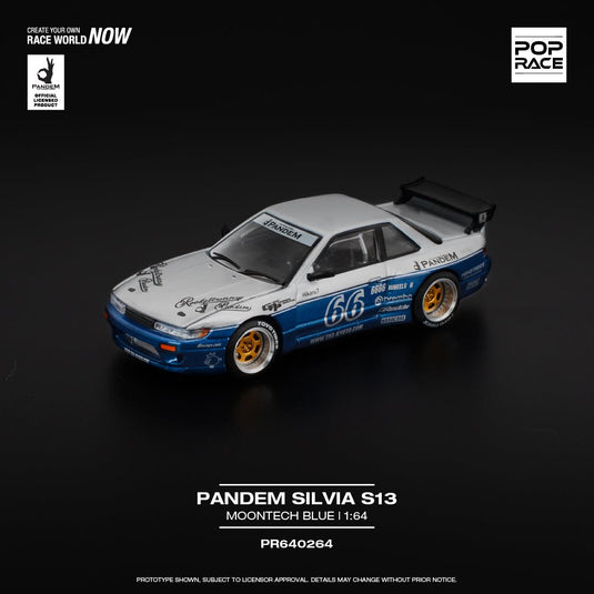 NISSAN PANDEM SILVIA S13 BLEU/BLANC POP RACE 1:64