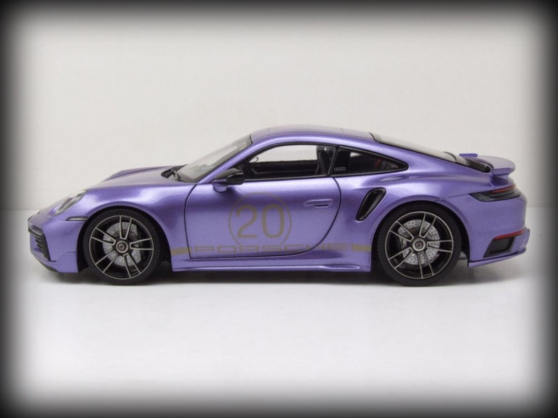 Chargez l&#39;image dans la visionneuse de la galerie, Porsche 911 (992) Turbo S coupé Sport Design 2021 Violet MINICHAMPS 1:18
