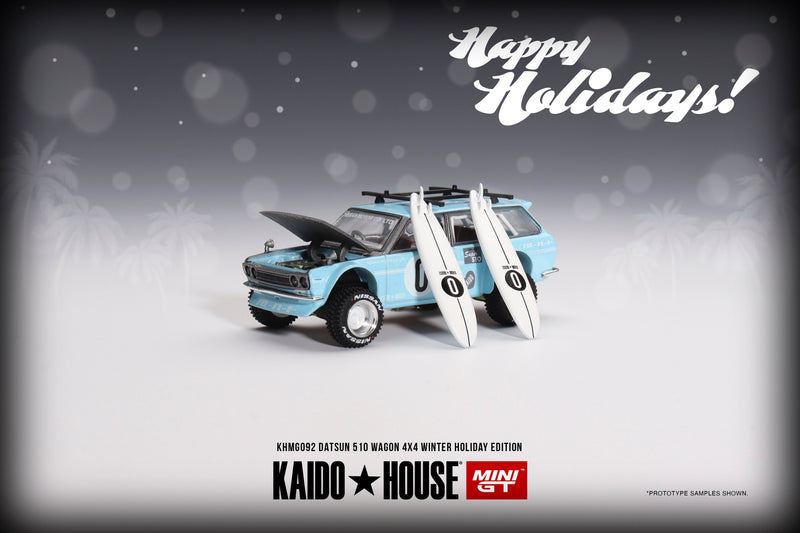 Laad de afbeelding in de Gallery-viewer, Kaido House Datsun 510 Wagon 4x4 Winter Holiday Edition MINI GT 1:64
