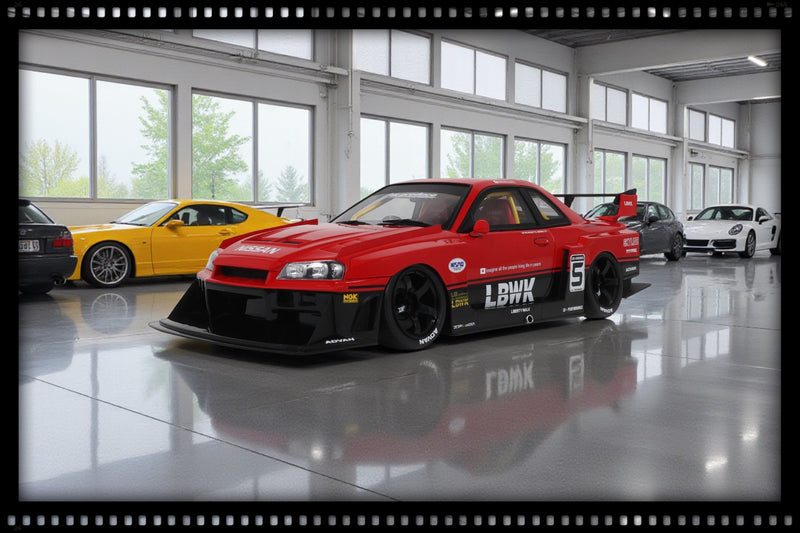 Load image into Gallery viewer, Nissan SKYLINE R34 GT- R LB SUPER SILHOUETTE RED 2020 GT SPIRIT 1:18
