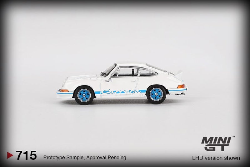 Laad de afbeelding in de Gallery-viewer, Porsche 911 CARRERA RS 2.7 GRAND PRIX WIT/BLAUW 1974 (LHD) MINI GT 1:64
