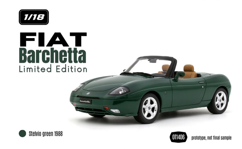 Laad de afbeelding in de Gallery-viewer, FIAT BARCHETTA LIMITED EDITION STELVIO GROEN 1998 OTTOmobile 1:18
