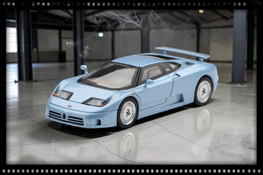 BUGATTI EB110 GT AZZURRO METALLIZZATO MONDIAL DE L'AUTOMOBILE 1992 MINI GT 1:64