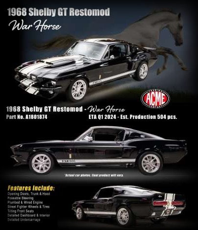 Chargez l&#39;image dans la visionneuse de la galerie, Ford Shelby GT500 Restomod War Horse 1968 ÉDITION LIMITÉE 504 pièces ACME 1:18
