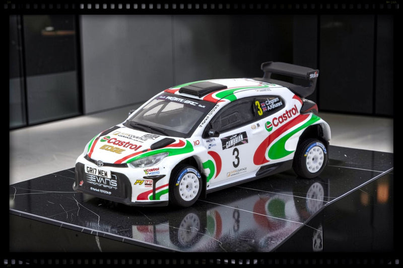 Load image into Gallery viewer, TOYOTA YARIS GR RALLY1 HYBRID #3 CHRIS INGRAM BRITISH RALLY CHAMPIONSHIP CHAMPION 2024 WITH TRADING CARDS TARMAC WORKS 1:64
