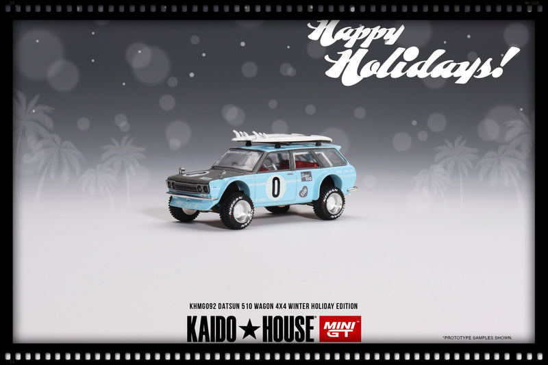 Laad de afbeelding in de Gallery-viewer, Kaido House Datsun 510 Wagon 4x4 Winter Holiday Edition MINI GT 1:64
