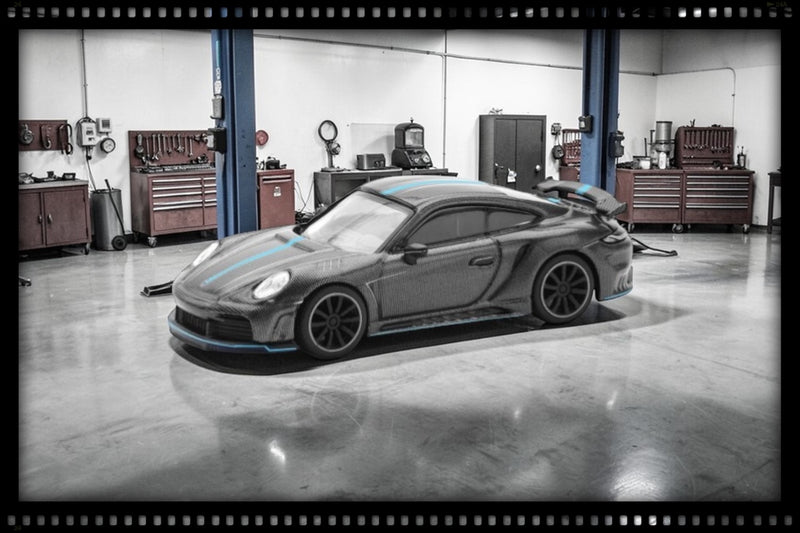 Load image into Gallery viewer, Porsche 992 Stinger GTR Carbon Edition *Blueline* Anthracite POP RACE 1:64
