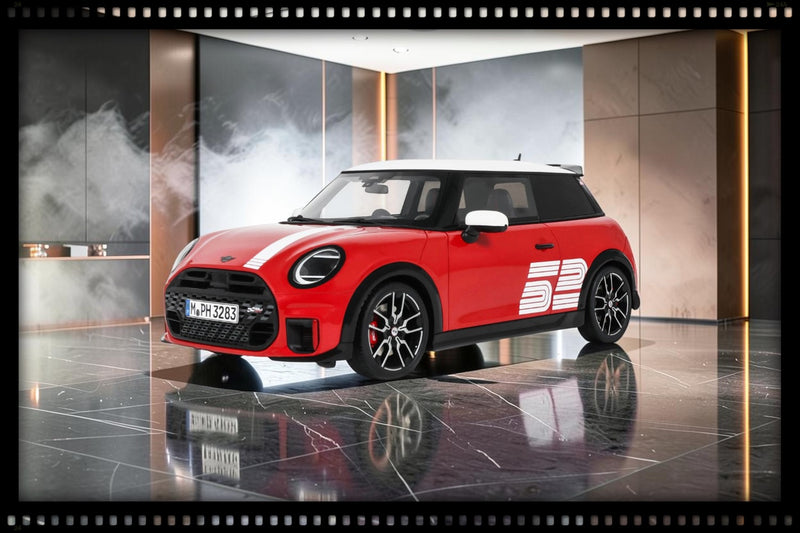 Laad de afbeelding in de Gallery-viewer, MINI COOPER JCW 1965 VICTORY EDITION CHILI ROOD 2026 OTTOmobile 1:18
