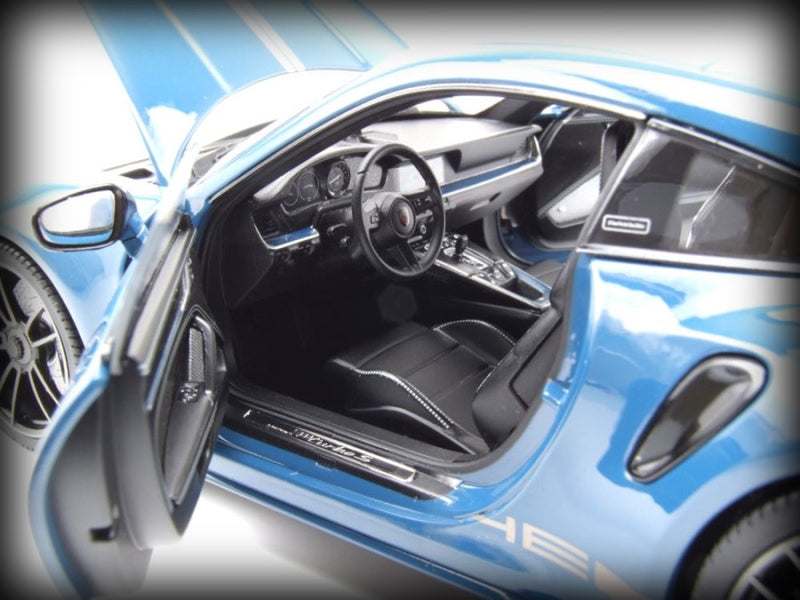 Chargez l&#39;image dans la visionneuse de la galerie, Porsche 911 (992) Turbo S coupé Sport Design 2021 Bleu MINICHAMPS 1:18
