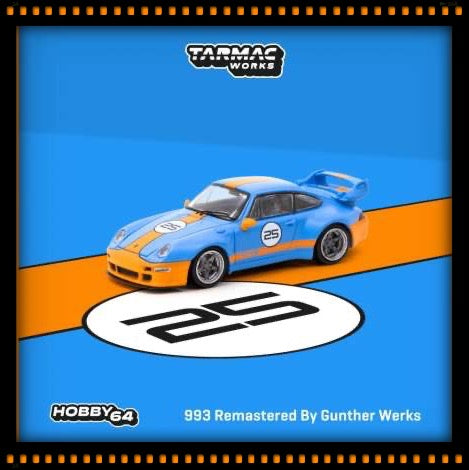 Porsche 993 *Remastered door Gunther Werks* Blauw / Oranje TARMAC WORKS 1:64