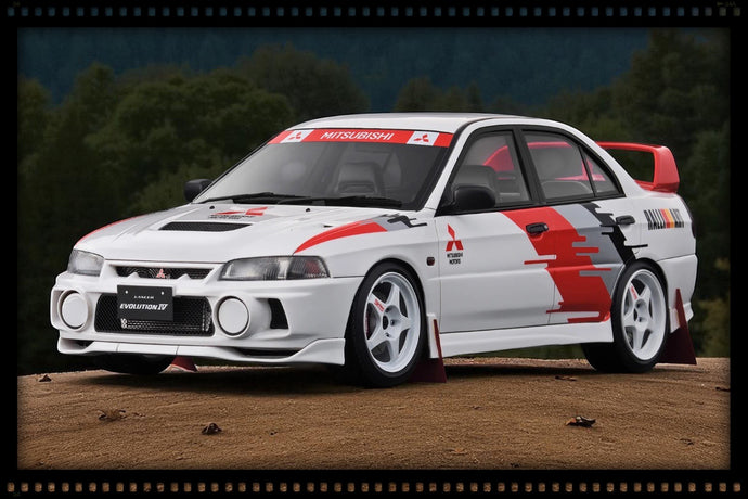 Mitsubishi Lancer Evolution IV (CN9A) White rally decoration version IGNITION MODEL 1:18