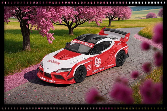 Toyota GR SUPRA LB-WORKS ROOD/WIT 2025 MINI GT 1:64