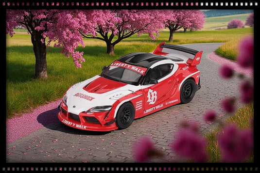 Toyota GR SUPRA LB-WORKS ROOD/WIT 2025 MINI GT 1:64