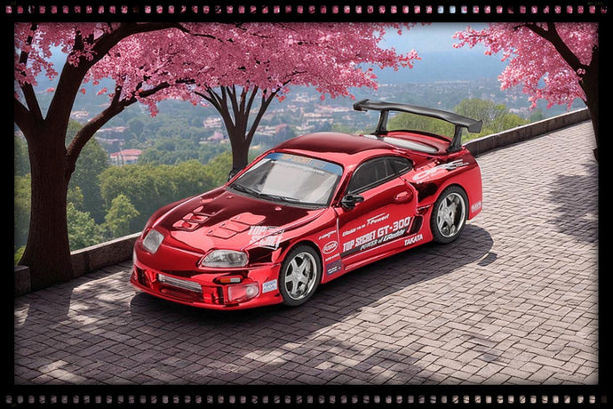 Toyota SUPRA (A80) TOP SECRET GT-300 ROUGE CHROME 2014 (LHD) MINI GT 1:64