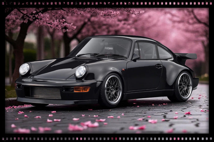 Porsche Blackbird (964) *MIDNIGHT* with Mr. Tatsuya Shima figure Black IGNITION MODEL 1:18