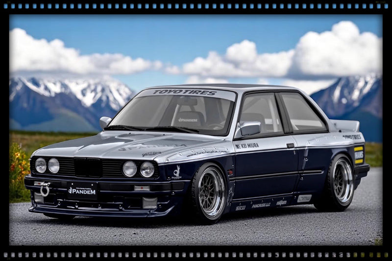 Chargez l&#39;image dans la visionneuse de la galerie, Bmw E30 PANDEM Argenté/Bleu IGNITION MODEL 1:18
