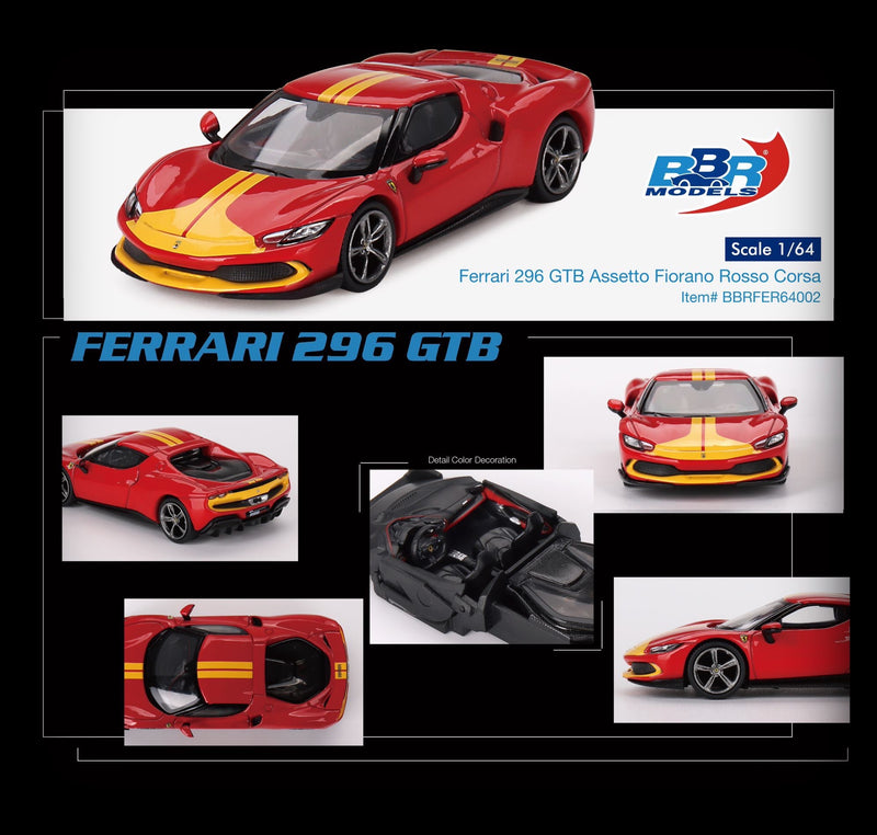 Chargez l&#39;image dans la visionneuse de la galerie, Ferrari 296 GTB ASSETTO FIORANO ROUGE 2023 BBR Models 1:64
