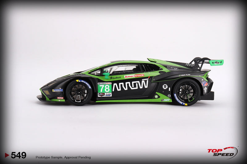 Laad de afbeelding in de Gallery-viewer, Lamborghini HURACAN GT3 EVO2 FORTE RACING #78 24H DAYTONA 2023 TOP SPEED 1:18
