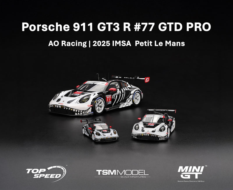 Laad de afbeelding in de Gallery-viewer, Porsche 911 (992) GT3 R #77 GTD PRO AO RACING PETIT LE MANS 2025 TOP SPEED 1:18
