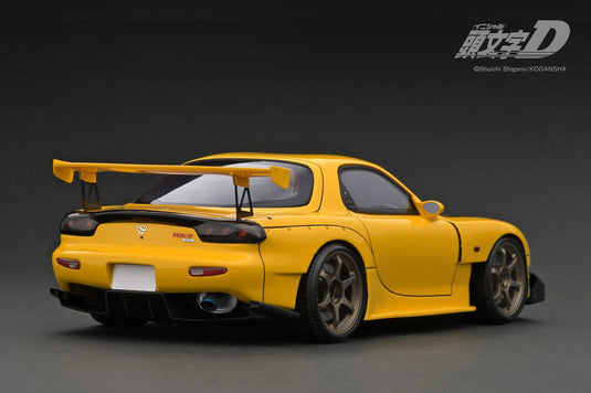 Mazda RX-7 (FD3S) Initial D "With LED light/USB Type-C cable is not included" YELLOW IGNITION MODEL 1:18