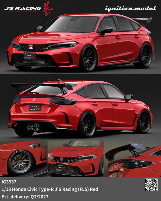 HONDA CIVIC TYPE-R J'S RACING (FL5) RED IGNITION MODEL 1:18