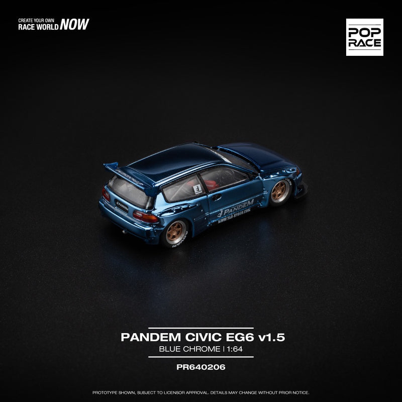 Chargez l'image dans la visionneuse de la galerie, HONDA CIVIC PANDEM EG6 BLEU POP RACE 1:64
