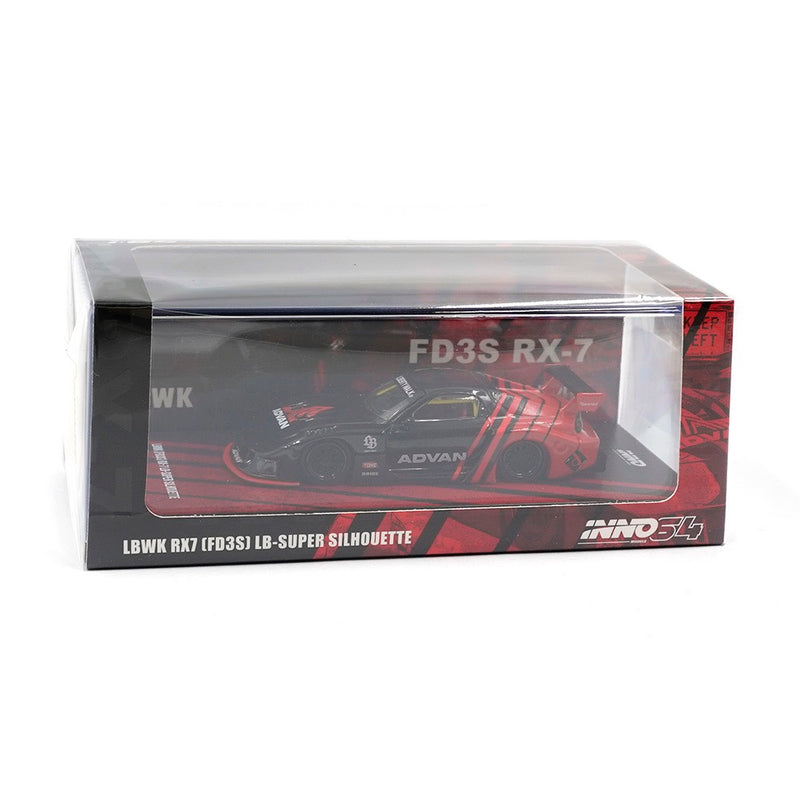 Load image into Gallery viewer, Mazda LBWK RX7 (FD3S) LB Super Silhouette *Advan Livery* Black/Red INNO64 Models 1:64
