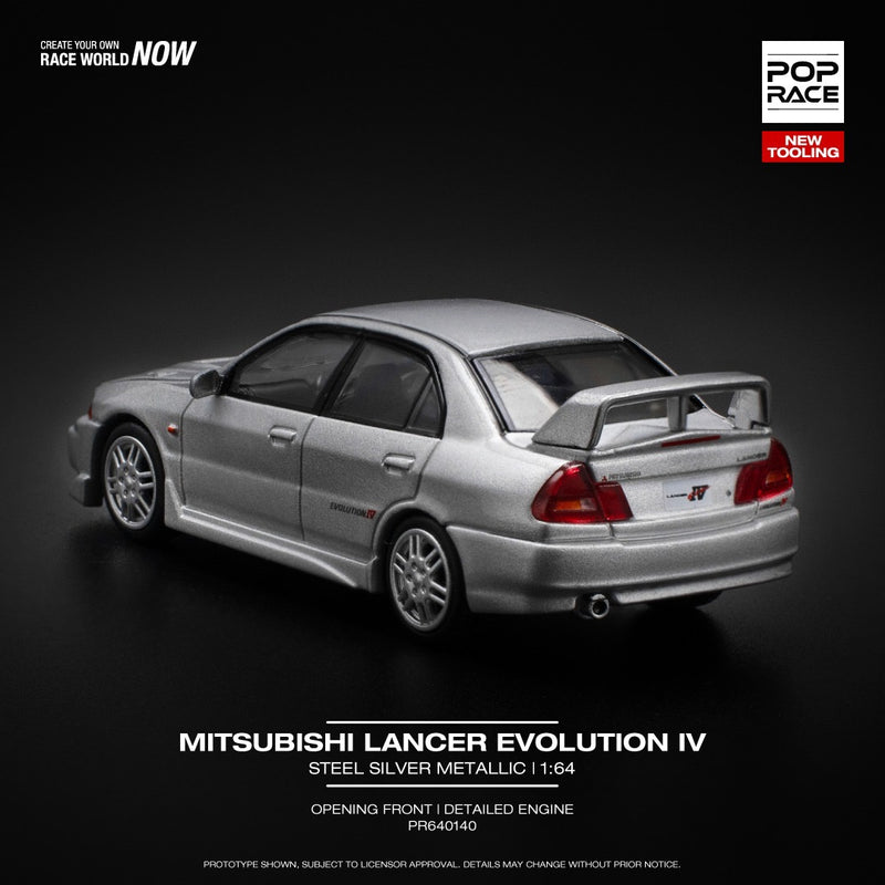Load image into Gallery viewer, Mitsubishi Lancer Evolution IV Silver POP RACE 1:64
