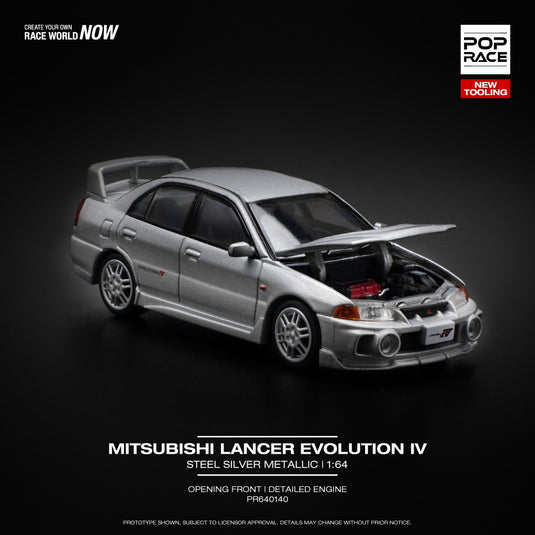 Mitsubishi Lancer Evolution IV Silver POP RACE 1:64