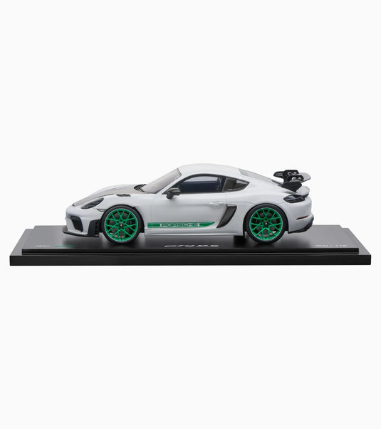 Porsche 718 Cayman GT4 RS Type 982 2021 (White/Green) with Case - LIMITED EDITION 488/718 pieces - PORSCHE DEALERMODEL 1:18